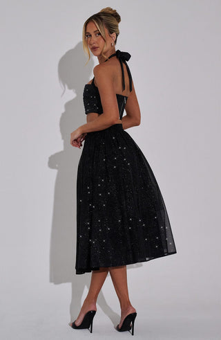 Alani Midi Skirt - Black Sparkle - Napalia