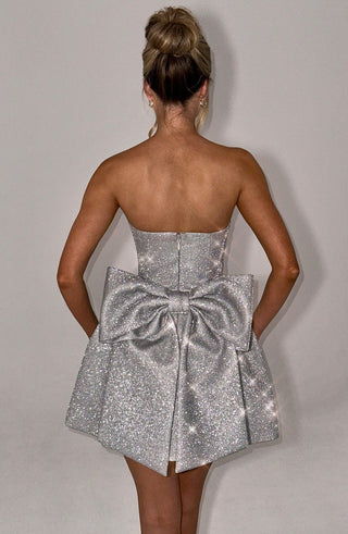 Alice Mini Dress - Silver Sparkle - Napalia