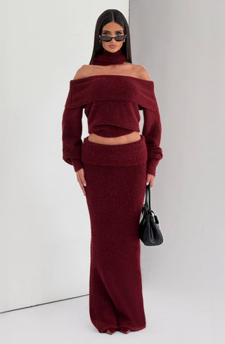 Andie Maxi Skirt - Burgundy - Napalia