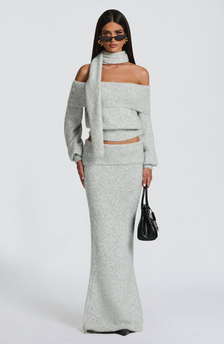 Andie Maxi Skirt - Light Grey Marl - Napalia