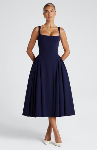 Betty Midi Dress - Navy - Napalia