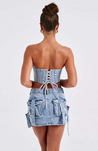 Billie Mini Skirt - Blue Wash - Napalia