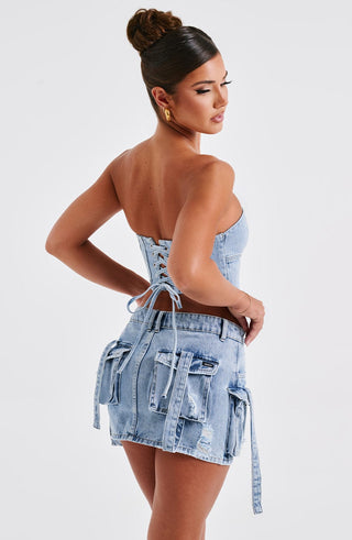 Billie Mini Skirt - Blue Wash - Napalia