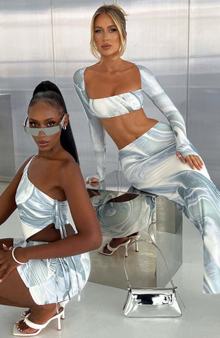 Blair Maxi Skirt - Grey Haze Print - Napalia