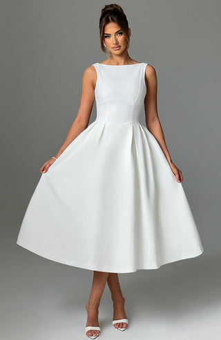 Clarabella Midi Dress - Ivory - Napalia