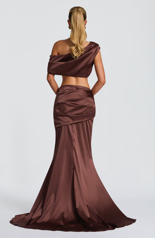 Claudette Maxi Skirt - Plum Brown - Napalia