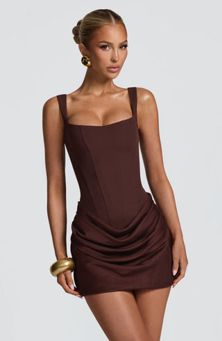 Cornelia Mini Dress - Plum Brown - Napalia