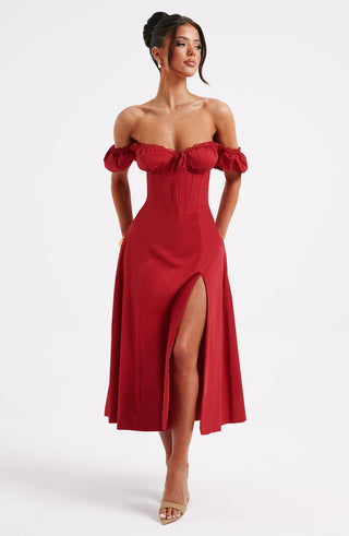 Courtney Midi Dress - Red - Napalia