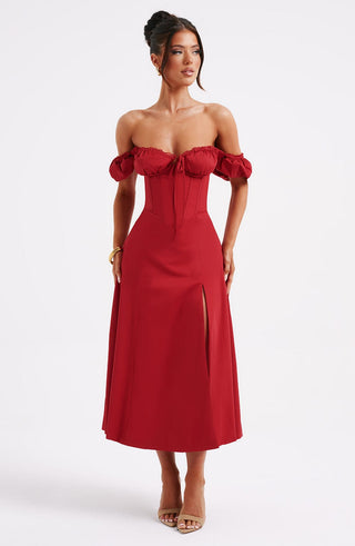 Courtney Midi Dress - Red - Napalia