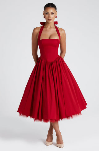 Cressida Midi Dress - Red - Napalia