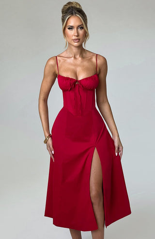 Deanna Midi Dress - Red - Napalia