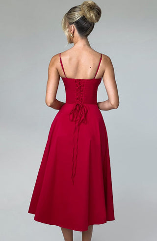 Deanna Midi Dress - Red - Napalia
