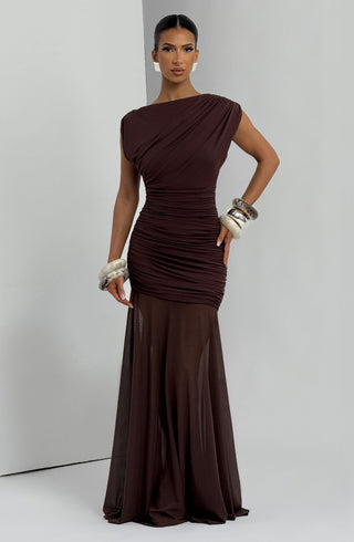 Demelza Maxi Dress - Plum Brown - Napalia
