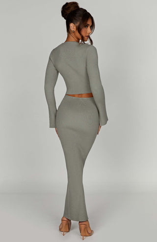 Elia Maxi Skirt - Khaki - Napalia