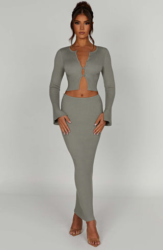 Elia Maxi Skirt - Khaki - Napalia