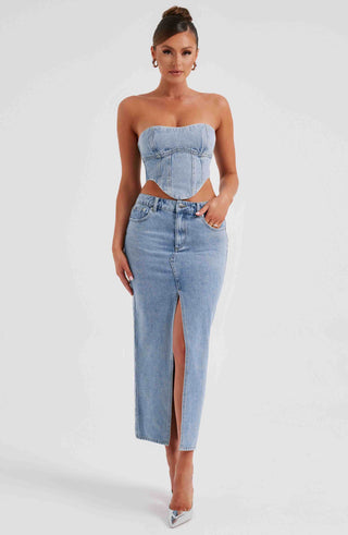 Flor Maxi Skirt - Blue - Napalia