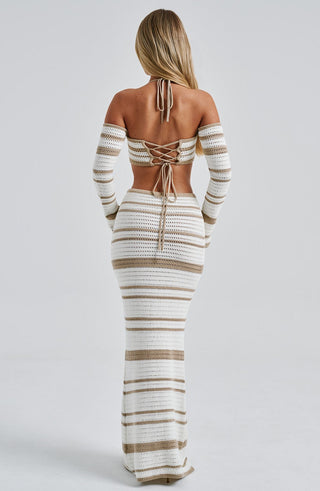 Georgia Maxi Skirt - Beige/White - Napalia