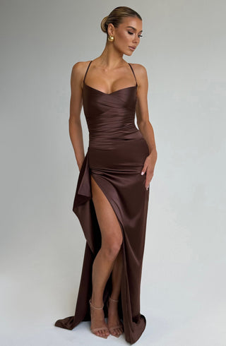 Helen Maxi Dress - Plum Brown - Napalia