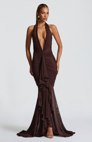 Janessa Maxi Dress - Plum Brown - Napalia