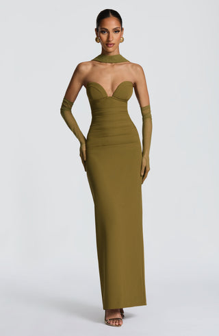 Lindsey Maxi Dress - Deep Olive - Napalia