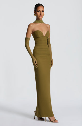 Lindsey Maxi Dress - Deep Olive - Napalia