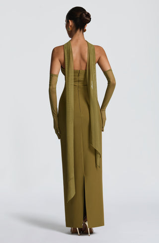 Lindsey Maxi Dress - Deep Olive - Napalia