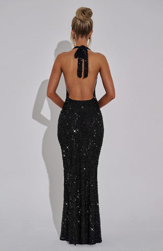 Lorena Maxi Dress - Black Lined - Napalia