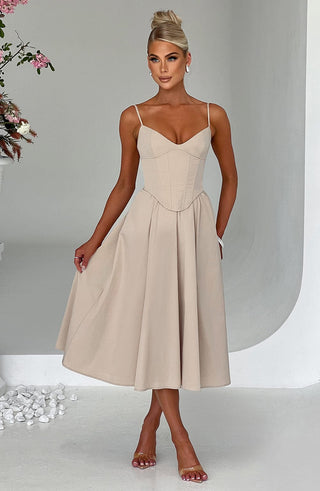Mariella Midi Dress - Beige - Napalia