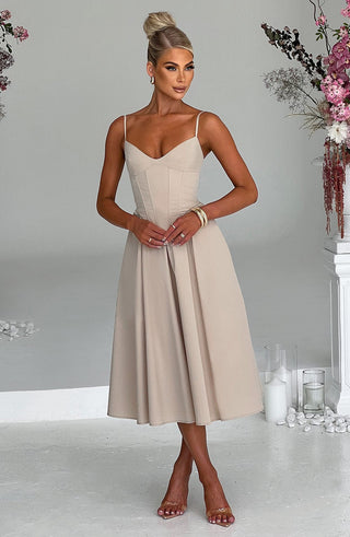 Mariella Midi Dress - Beige - Napalia
