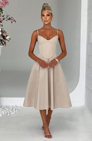 Mariella Midi Dress - Beige - Napalia