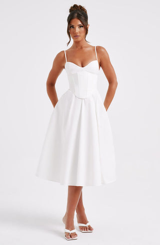 Mariella Midi Dress - Ivory - Napalia