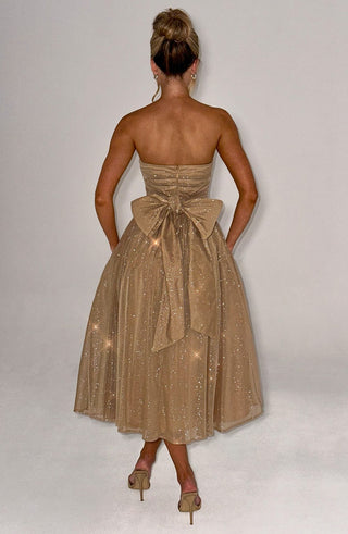 Marissa Midi Dress - Gold Sparkle - Napalia