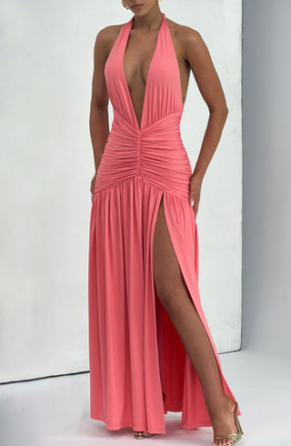Melania Maxi Dress - Coral Pink - Napalia
