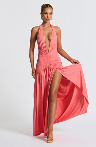 Melania Maxi Dress - Coral Pink - Napalia