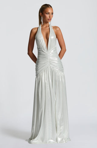 Melania Maxi Dress - Silver - Napalia