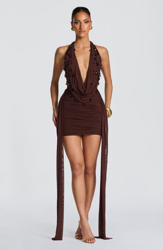 Melona Mini Dress - Plum Brown - Napalia