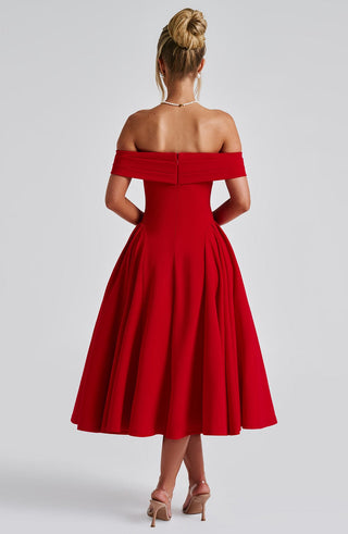 Miranda Midi Dress - Red - Napalia