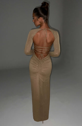 Nadia Maxi Dress - Gold Sparkle - Napalia