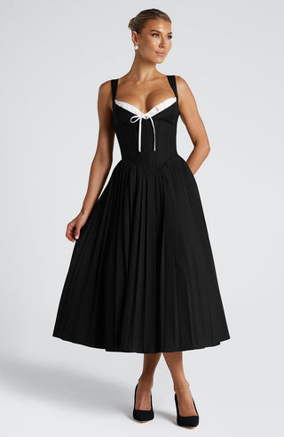 Natassia Midi Dress - Black/White - Napalia