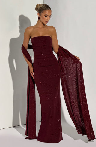Pandra Maxi Dress - Wine Sparkle - Napalia