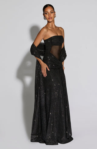 Paula Maxi Dress - Black Sparkle - Napalia