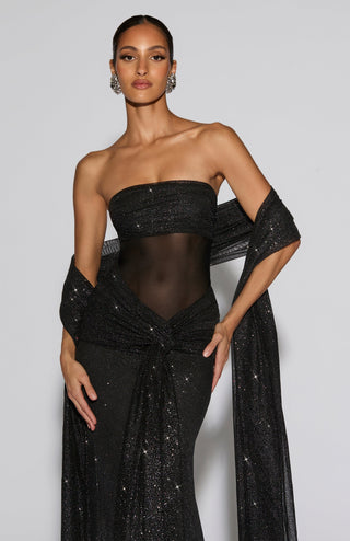 Paula Maxi Dress - Black Sparkle - Napalia