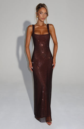 Petra Maxi Dress - Plum Brown - Napalia
