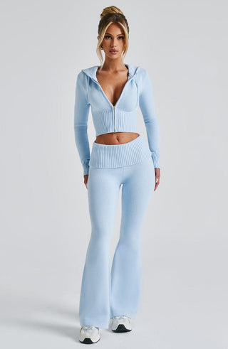 Portia Knit Hoodie - Baby Blue - Napalia
