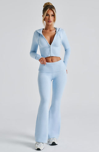 Portia Knit Hoodie - Baby Blue - Napalia