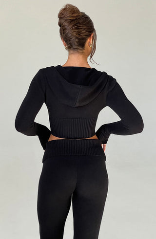 Portia Knit Hoodie - Black - Napalia