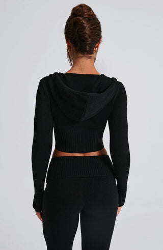 Portia Knit Hoodie - Black - Napalia