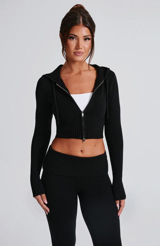 Portia Knit Hoodie - Black - Napalia
