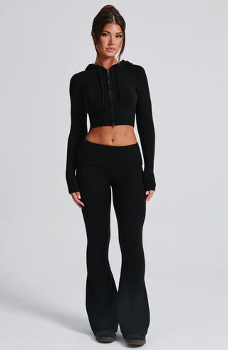 Portia Knit Hoodie - Black - Napalia