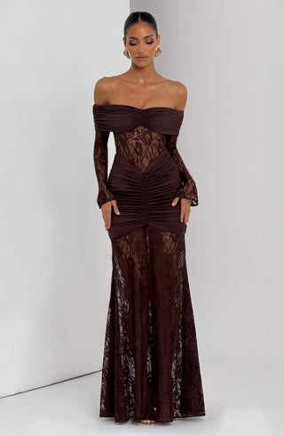 Sauline Maxi Dress - Plum Brown - Napalia